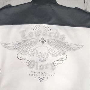 VINTAGE EXPRESS NEW YORK White Grey Gray Jacket Coat